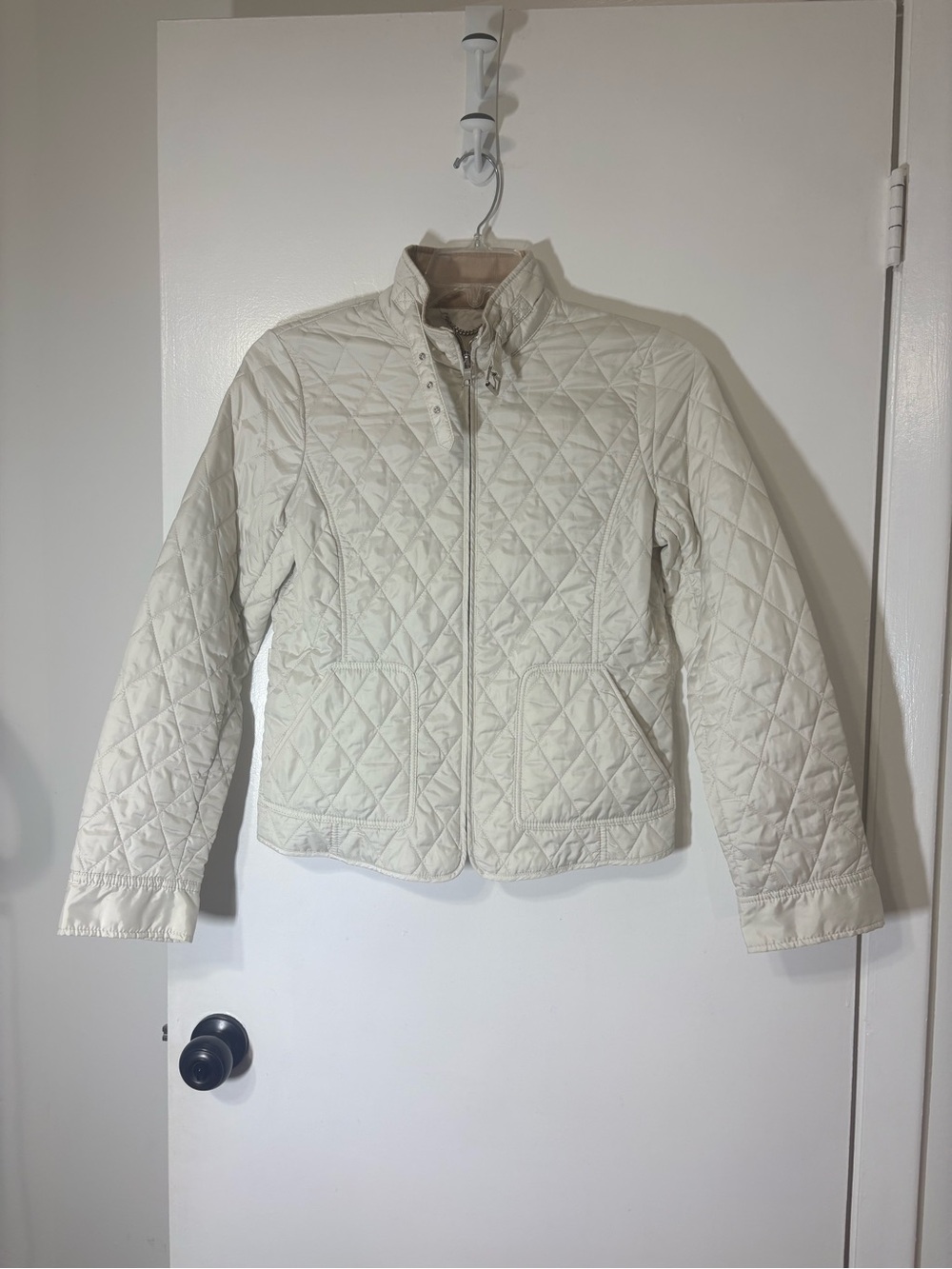 Banana Republic Quilted Womens Ivory Equestrian Corduroy Collar Jacket Sz M - Picture 2 of 14